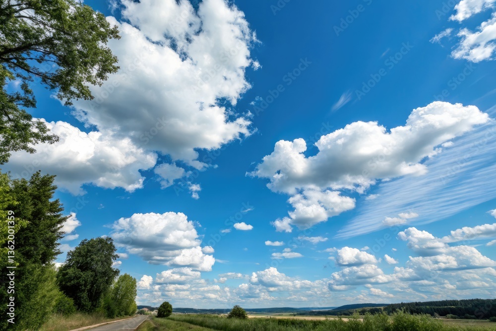 Serene blue sky, fluffy white cloudscape; perfect relaxing backdrop. Serene blue sky, fluffy white cloudscape; perfect relaxing backdrop.