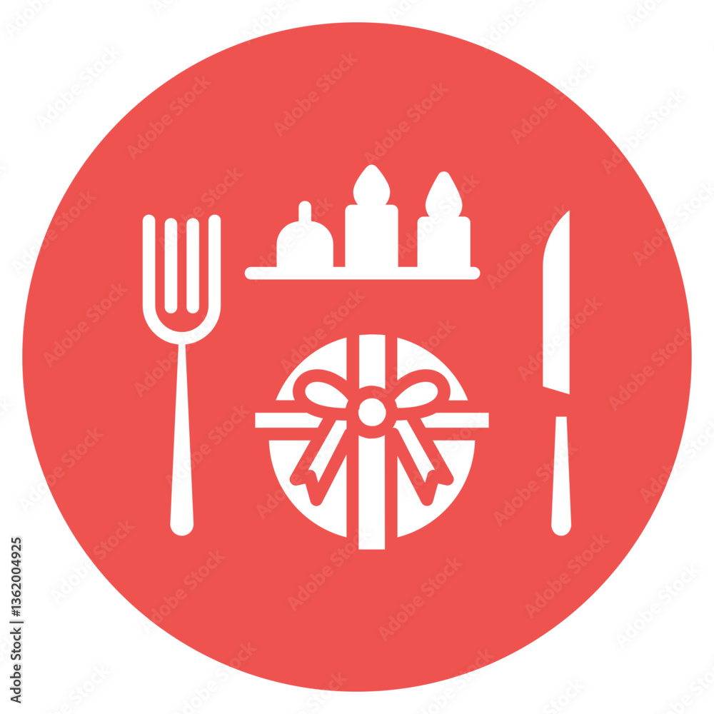 Festive Table Setting Vector Icon Festive Table Setting Vector Icon