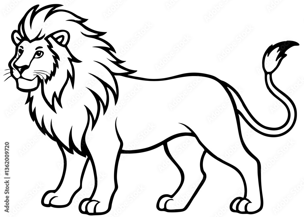 Majestic Lion Line Art SVG Vector Majestic Lion Line Art SVG Vector