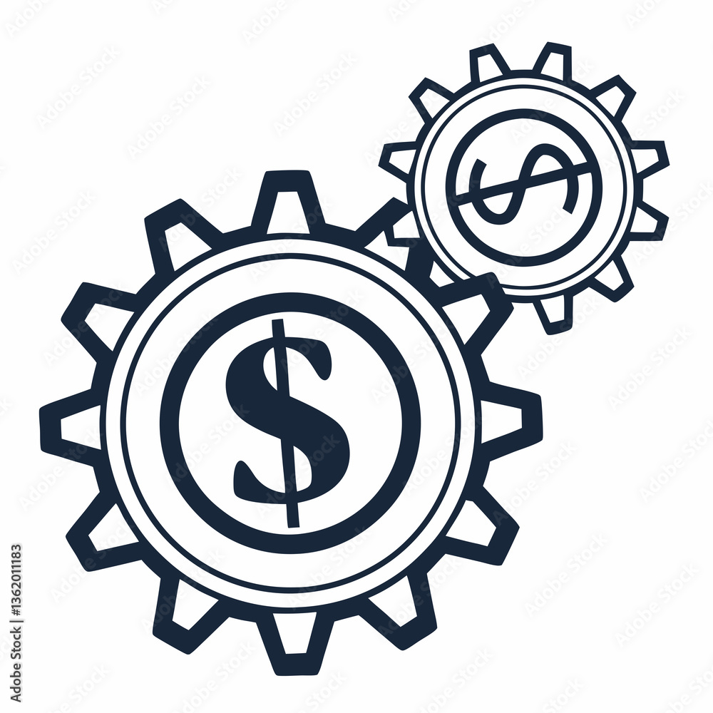 creative Dollar Sign and Gear silhouette vector illustration isolated on white background creative Dollar Sign and Gear silhouette vector illustration isolated on white background