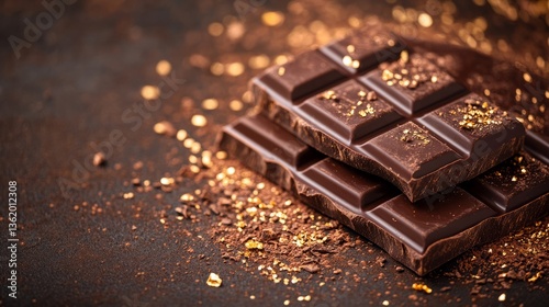 A glossy dark chocolate brown background with soft, gold-tinged accents for a warm, elegant ambiance