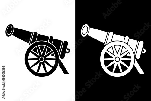 Cannon Silhouette Vector High-Quality Black & White Icon.
