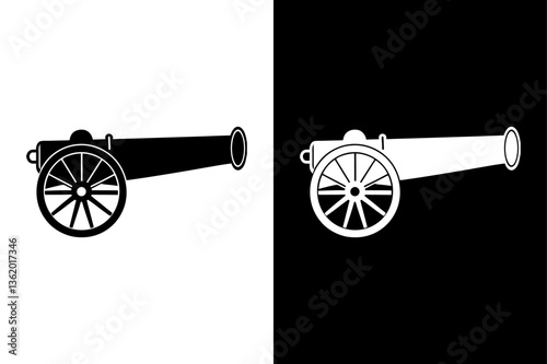Cannon Silhouette Vector High-Quality Black & White Icon.
