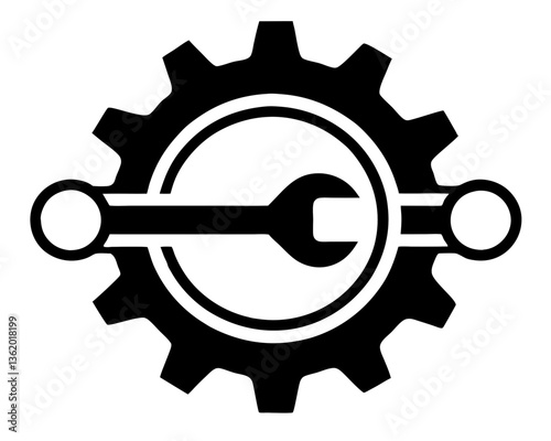 creative Gear and Wrench icon silhouette vector illustration isolated on white background