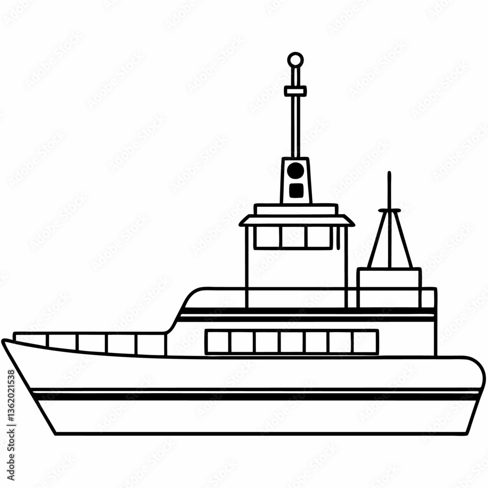 Silhouette of a ship on the ocean with a nautical and transportation theme Silhouette of a ship on the ocean with a nautical and transportation theme