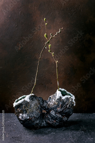 Willow Branches in Stone Vase