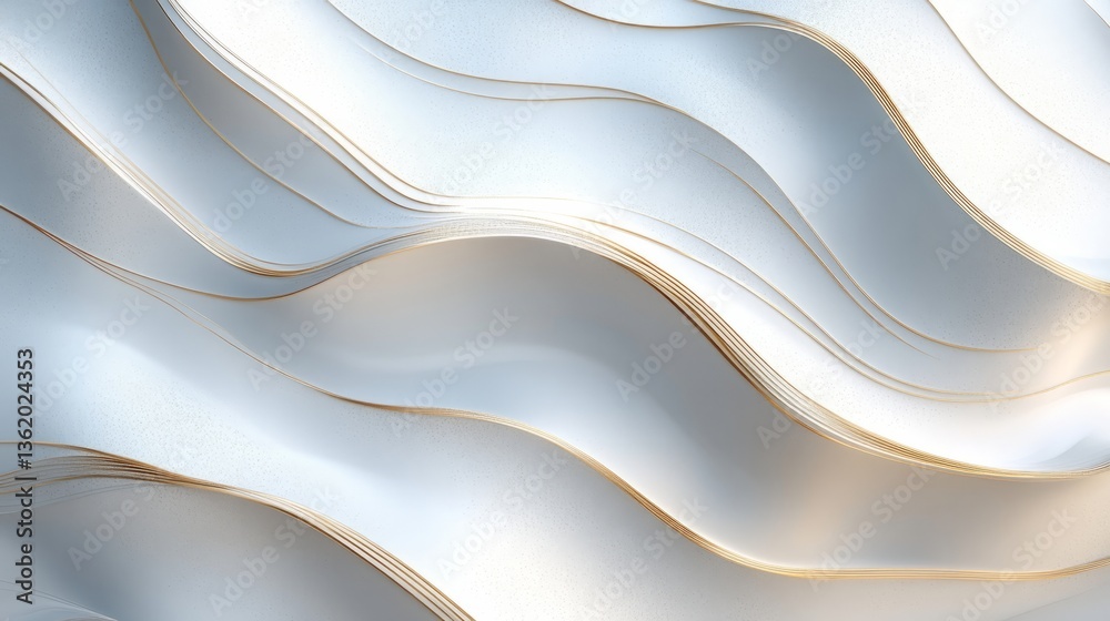 Fototapeta premium A minimalistic, luxurious white background with thin silver and gold lines for a sleek, modern look