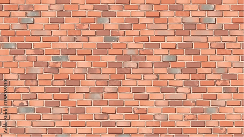 Brick wall background. Realistic brick wall vector illustration with detailed texture. Seamless brick wall. 