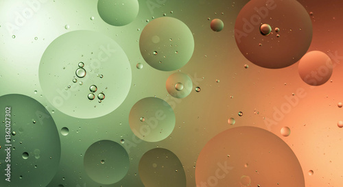 Abstract background with floating oil bubbles in liquid
