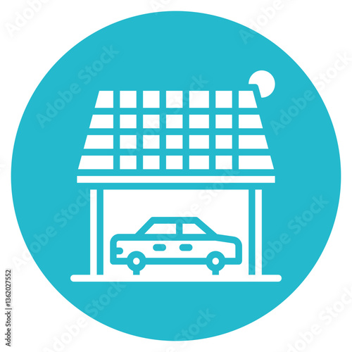 Green Energy Carport Vector Icon