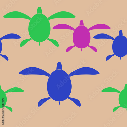 Wallpaper Mural Horizontal decorative  colored turtle. Hand drawn. Torontodigital.ca