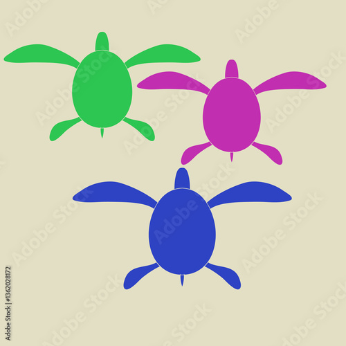 Wallpaper Mural Stylized colored turtles. Hand drawn. Torontodigital.ca