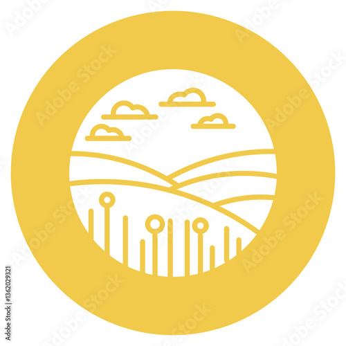 Grasslands Landscape Vector Icon