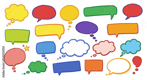 Colorful speech bubbles, perfect for communication design.