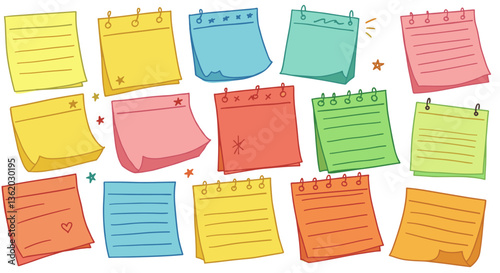 Colorful sticky notes and pads, perfect for reminders and planning.