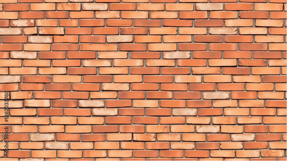 Naklejka premium Brick wall background. Realistic brick wall vector illustration with detailed texture. Seamless brick wall. 