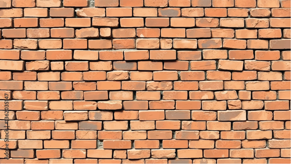 Brick wall background. Realistic brick wall vector illustration with detailed texture. Seamless brick wall. 
