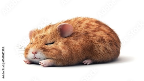 sleeping hamster on white background