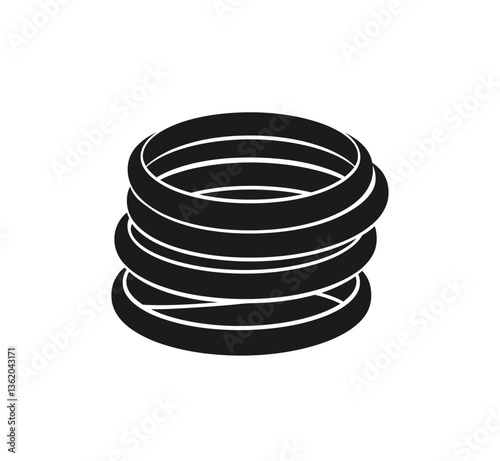 Bangles icon vector in black color with white background.