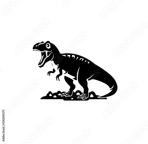 Dinosaur icon vector in black color with white background. Wild animal, extinct animal.
