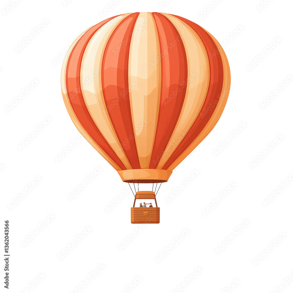 Naklejka premium Nostalgic flight: Vintage air balloon adventure with captivating striped design isolated on transparent background