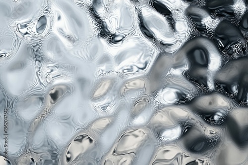 Abstract silver and black swirling liquid shapes. AI generative