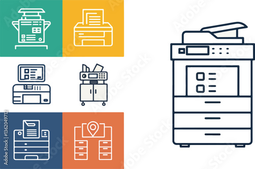 Colorful Copier Illustration vector design, Photocopier logo design, Copier icon design