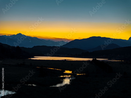 Pressegger See after Sunset, Austria, Nassfeld, Hermagor, Austria
