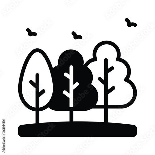 A nature inspired icon featuring trees, symbolizing outdoor adventures.