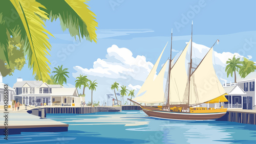 Golden Schooner at Key West Dock