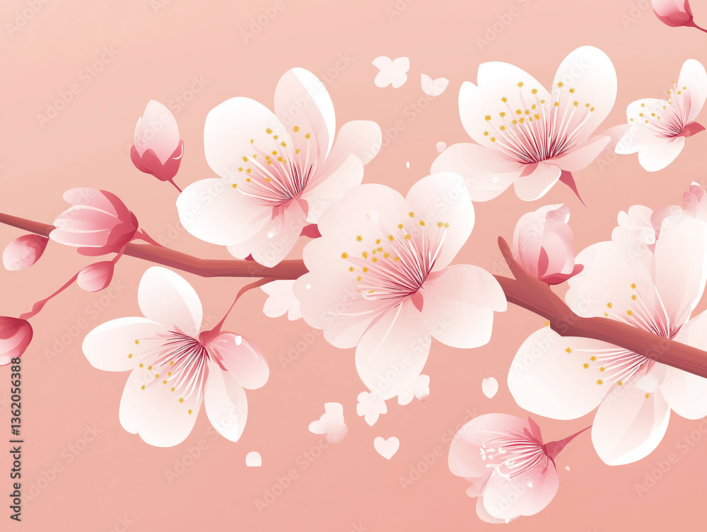 Fototapeta premium Pink blossoms in a gentle branch