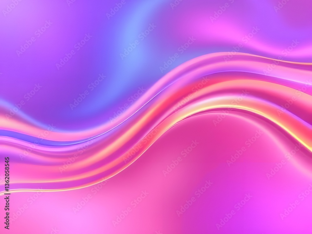 Naklejka premium Abstract background with transparent fluid neon wave, glossy shiny effect generative ai