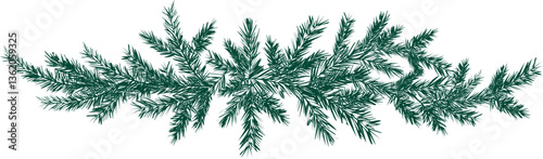 Christmas pine tree branch border