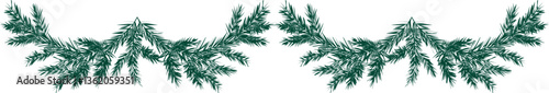 Christmas pine tree branch border