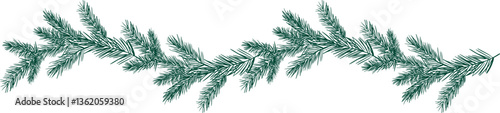 Christmas pine tree branch border