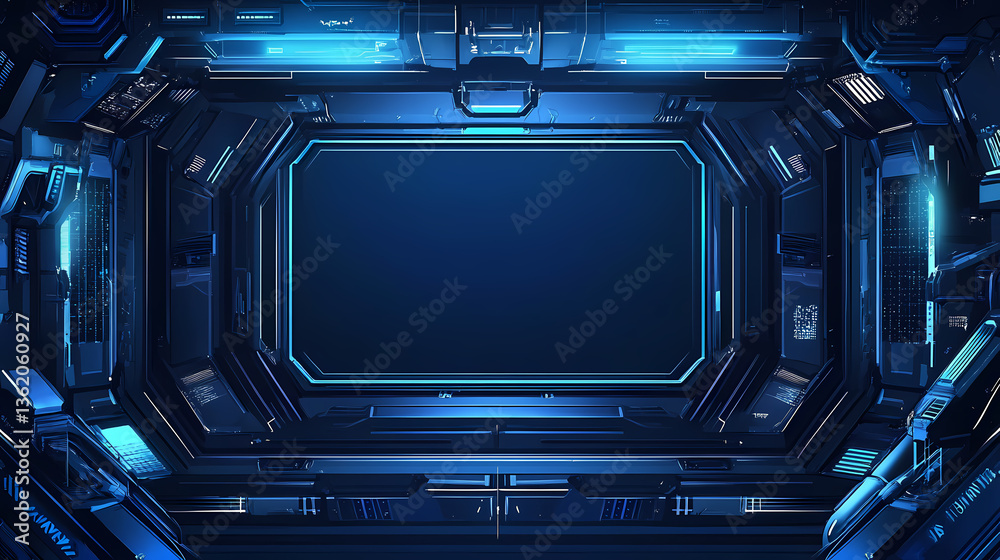 Obraz premium Futuristic Technological Corridor Entrance