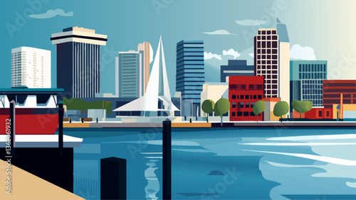 Stylized Sunset at Inner Harbor