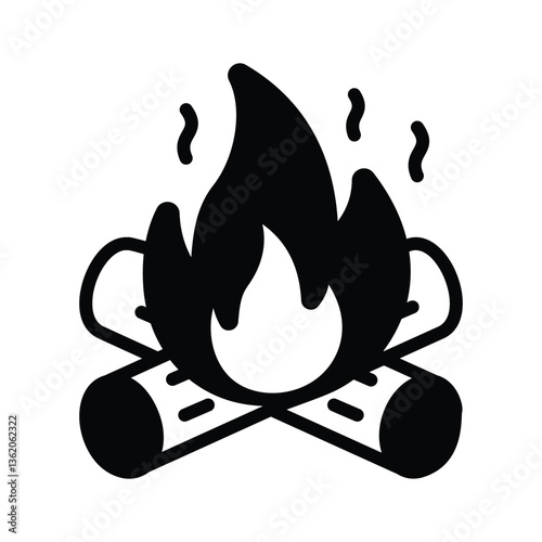 A campfire representing camping, adventure, and outdoor survival.