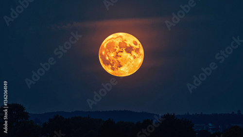 Supermoon on Isolated Transparent Background: Captivating Night Sky Image for Astronomy Publications and Social Media Campaigns