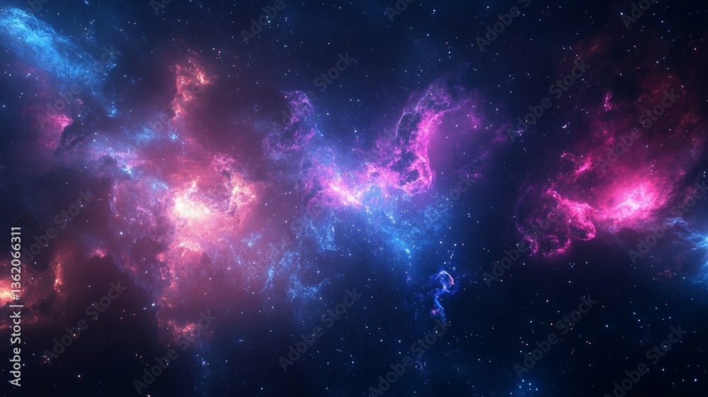 Majestic Space Nebula with Glowing Clouds and Starry Field Background Majestic Space Nebula with Glowing Clouds and Starry Field Background