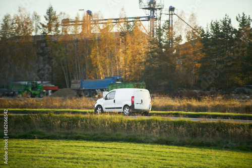 Wallpaper Mural Cargo vehicle driving alongside forest Torontodigital.ca