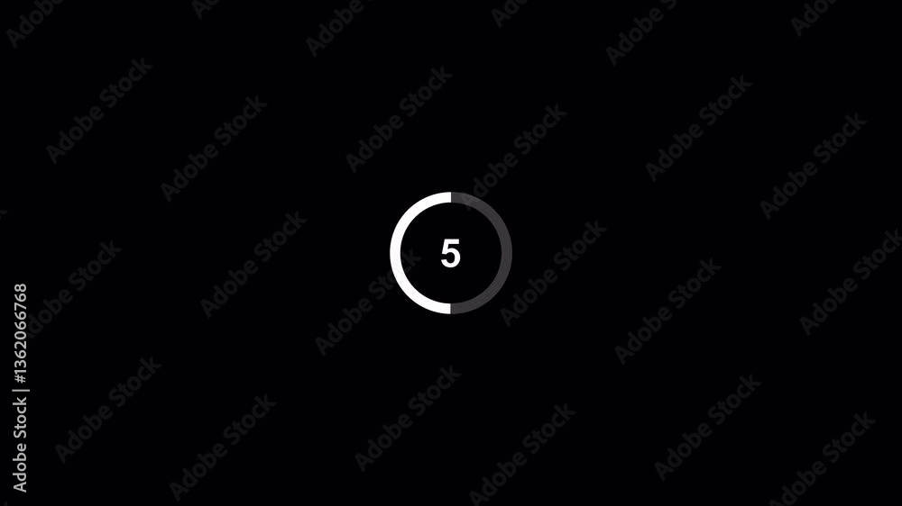 10 second countdown timer on transparent background, countdown timer from 10 to 0 with alpha channel.