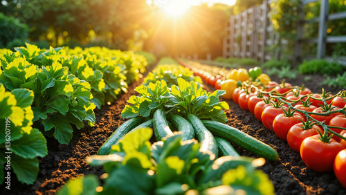 Vibrant Vegetable Garden with Fresh Produce Isolated on Transparent Background for Organic Food Promotions