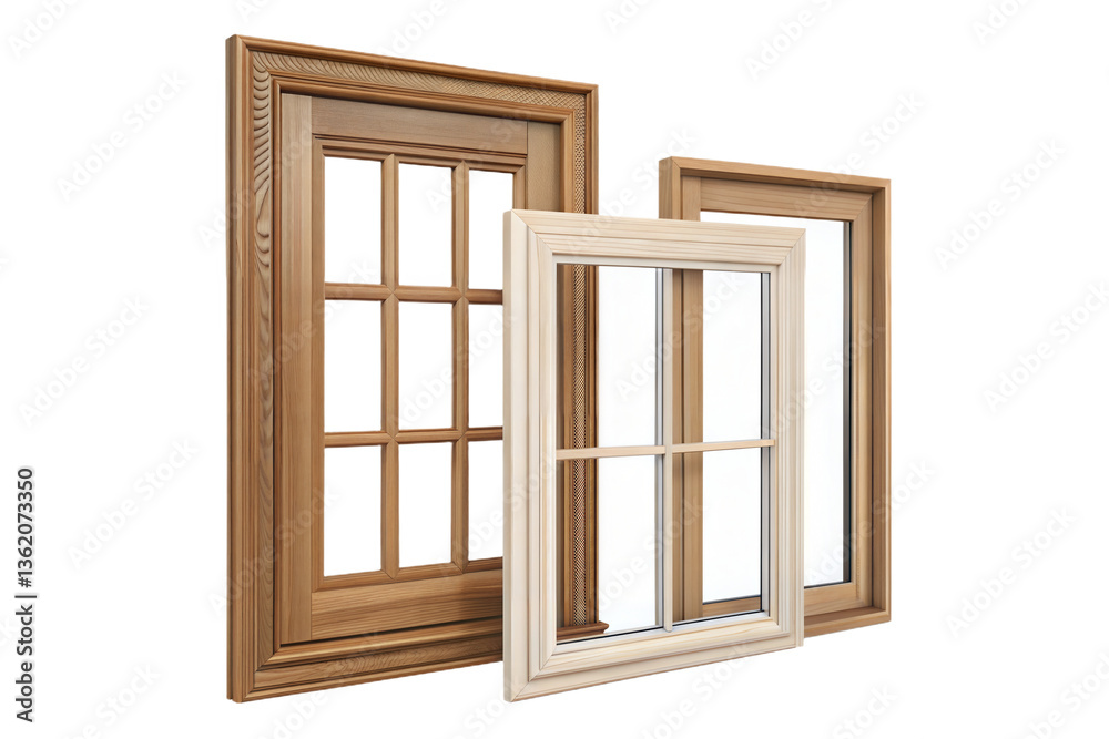 wooden window frames isolated on transparent background wooden window frames isolated on transparent background