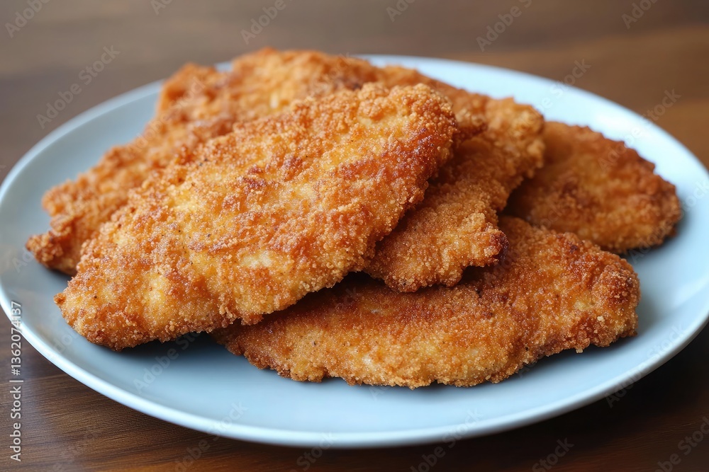A plate of escalope de ternera with breaded veal cutlet A plate of escalope de ternera with breaded veal cutlet