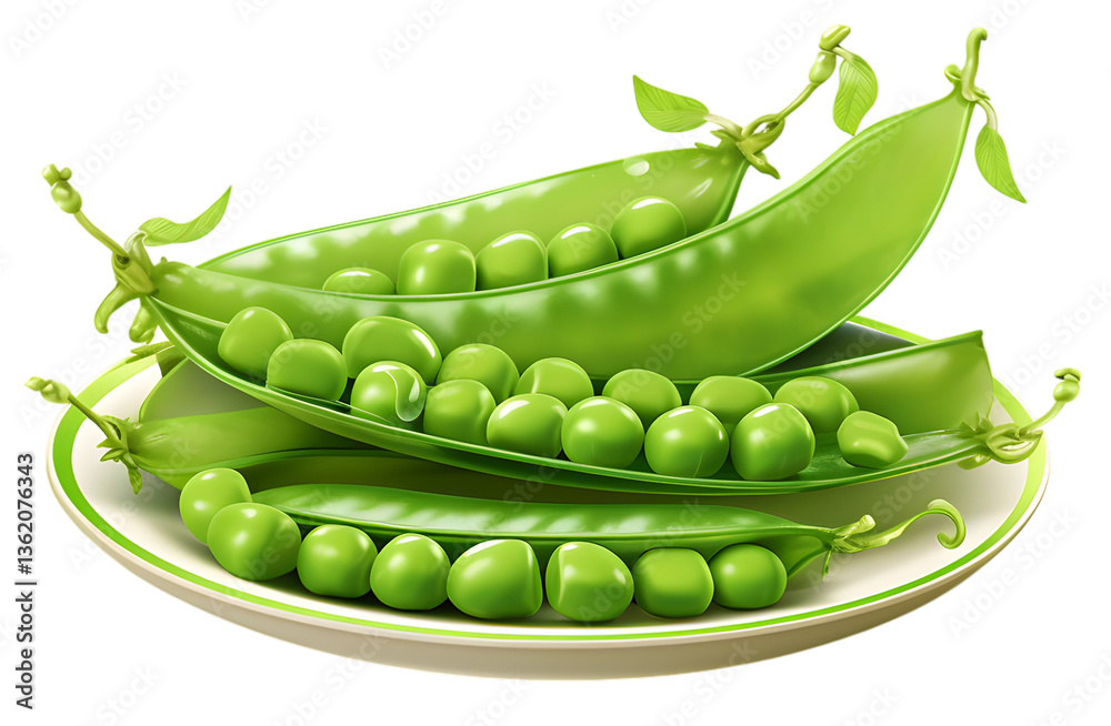 Fresh green peas in open pods arranged in a bowl isolated on white background Fresh green peas in open pods arranged in a bowl isolated on white background