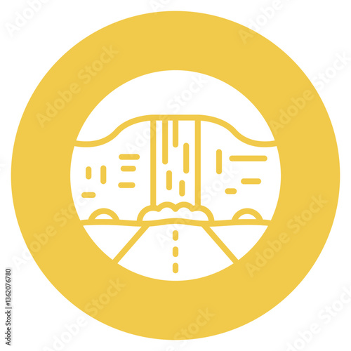 Roadside Waterfall Vector Icon