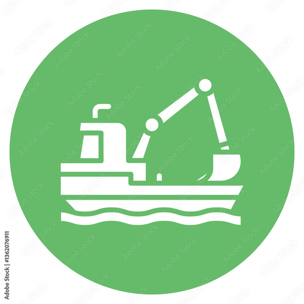Fototapeta premium Coastal Dredger Vector Icon