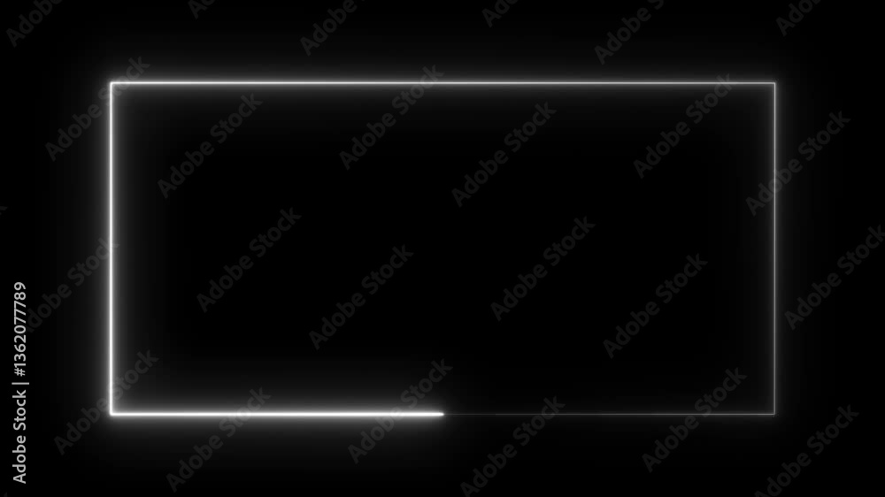 neon border frame, white glowing border, rectangle, frame, black screen frame, border black screen, glowing frame, glowing border