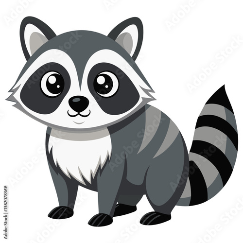 raccoon vector illustration, realistic nocturnal mammal artwork, wildlife animal design